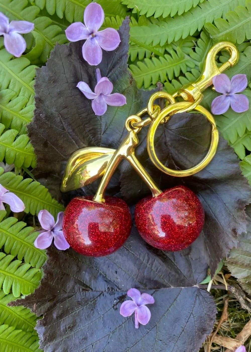 Gold cherry charm