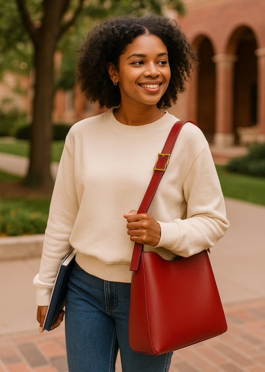Julia leather bag with matching pouch