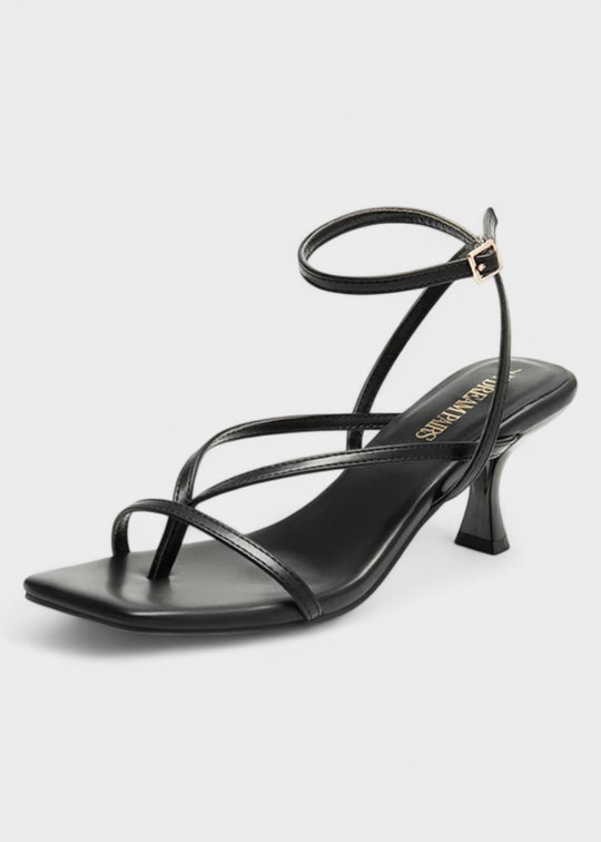 Kassie - Square Toe Strappy Kitten Heels
