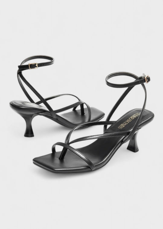 Kassie - Square Toe Strappy Kitten Heels